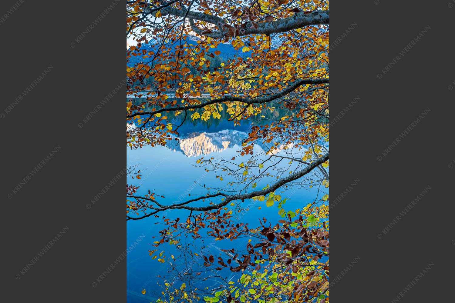 Wörner spiegelt sich im Barmsee - Wörnerblick 2:3  -- Barmsee Buche Wörner - mehr Infos bei www.Kriner-Weiermann.de