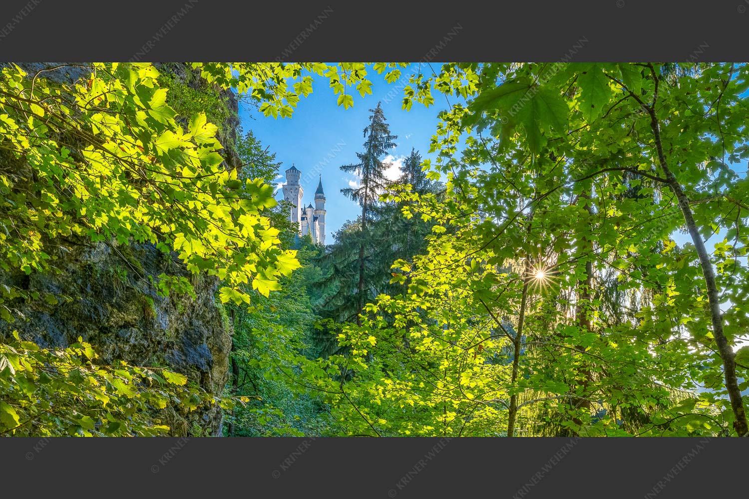 Blick auf Schloss Neuschwanstein - Ziemlich versteckt 2:1  -- Schloss Neuschwanstein - mehr Infos bei www.Kriner-Weiermann.de