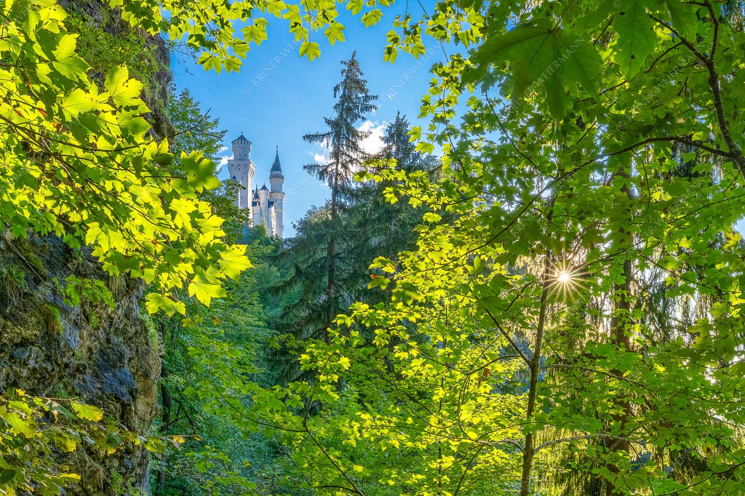 Blick auf Schloss Neuschwanstein - Ziemlich versteckt 3:2  -- Schloss Neuschwanstein - mehr Infos bei www.Kriner-Weiermann.de