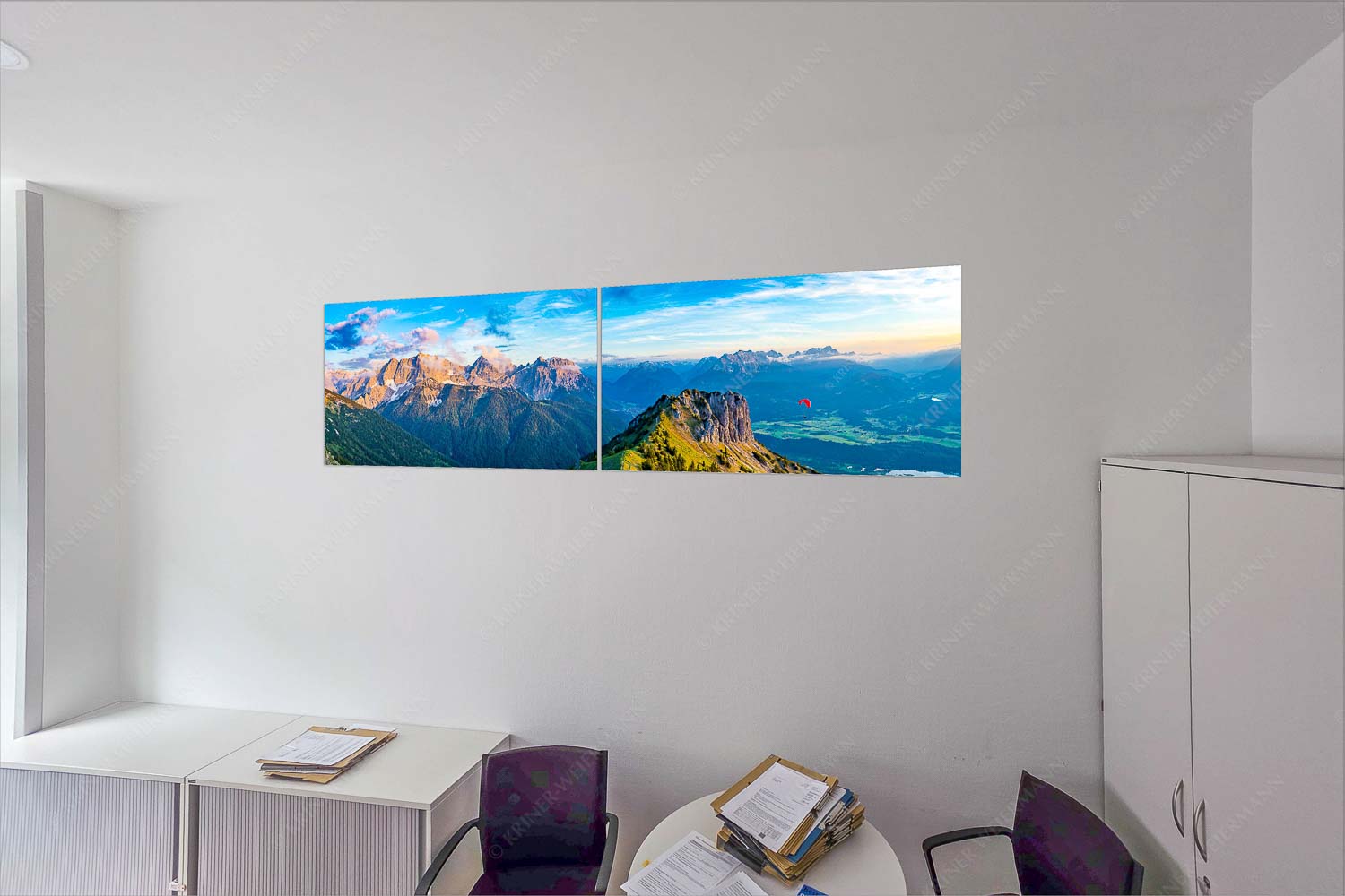 Signalkopf mit Karwendel- und Wettersteingebirge - Raum Büro Eiber-Split Abflug-Gleitschirm im Karwendel 4:1 - mehr Infos bei www.Kriner-Weiermann.de