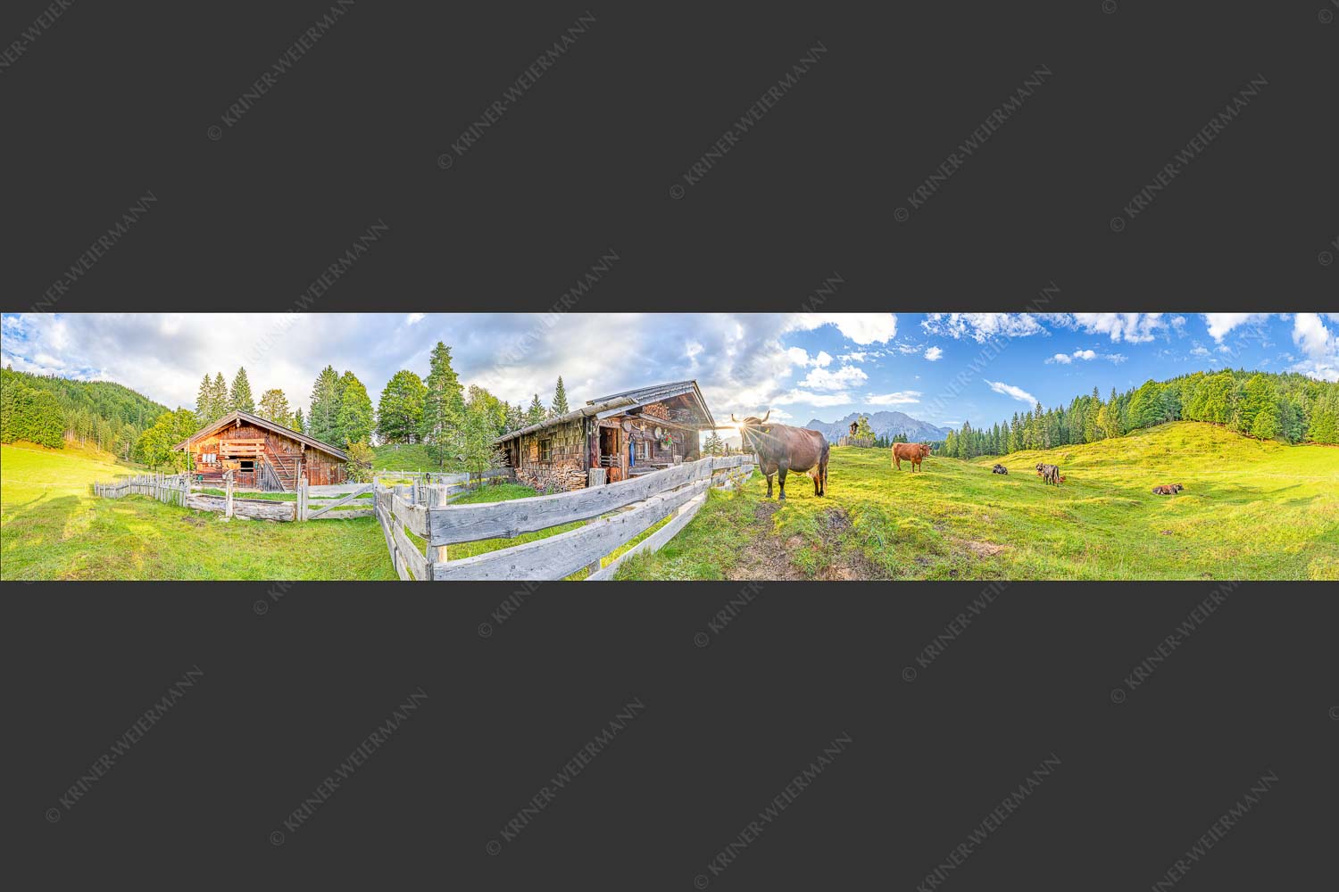 Malerische Almhütte bei Mittenwald mit Karwendel - Almbiente IV 5:1  -- Mittenwald Alm Buckelwiesen Karwendel - mehr Infos bei www.Kriner-Weiermann.de