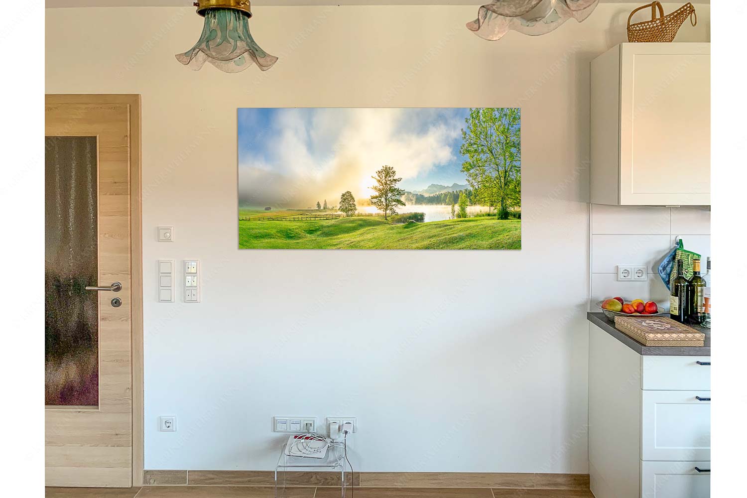 Morgenstimmung am Geroldsee mit Blick zum Karwendelgebirge - Küche Riegsee Frühnebel-Geroldsee mit Karwendel 2:1 - mehr Infos bei www.Kriner-Weiermann.de