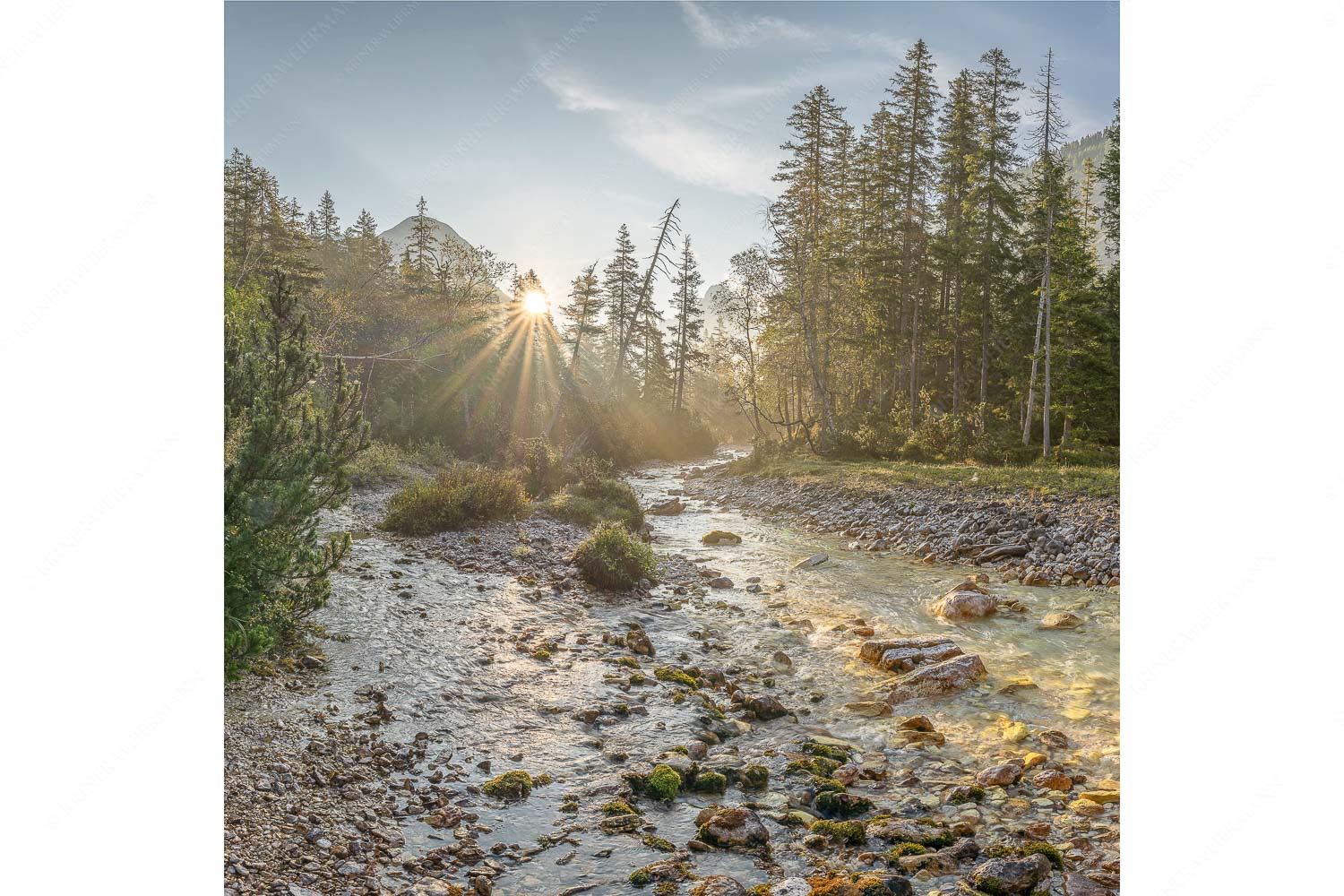 Die Nebelstimmung mit den ersten Sonnenstrahlen verleihen einen ganz besonderen Flair - Isarursprung I_1zu1 - mehr Infos bei www.Kriner-Weiermann.de