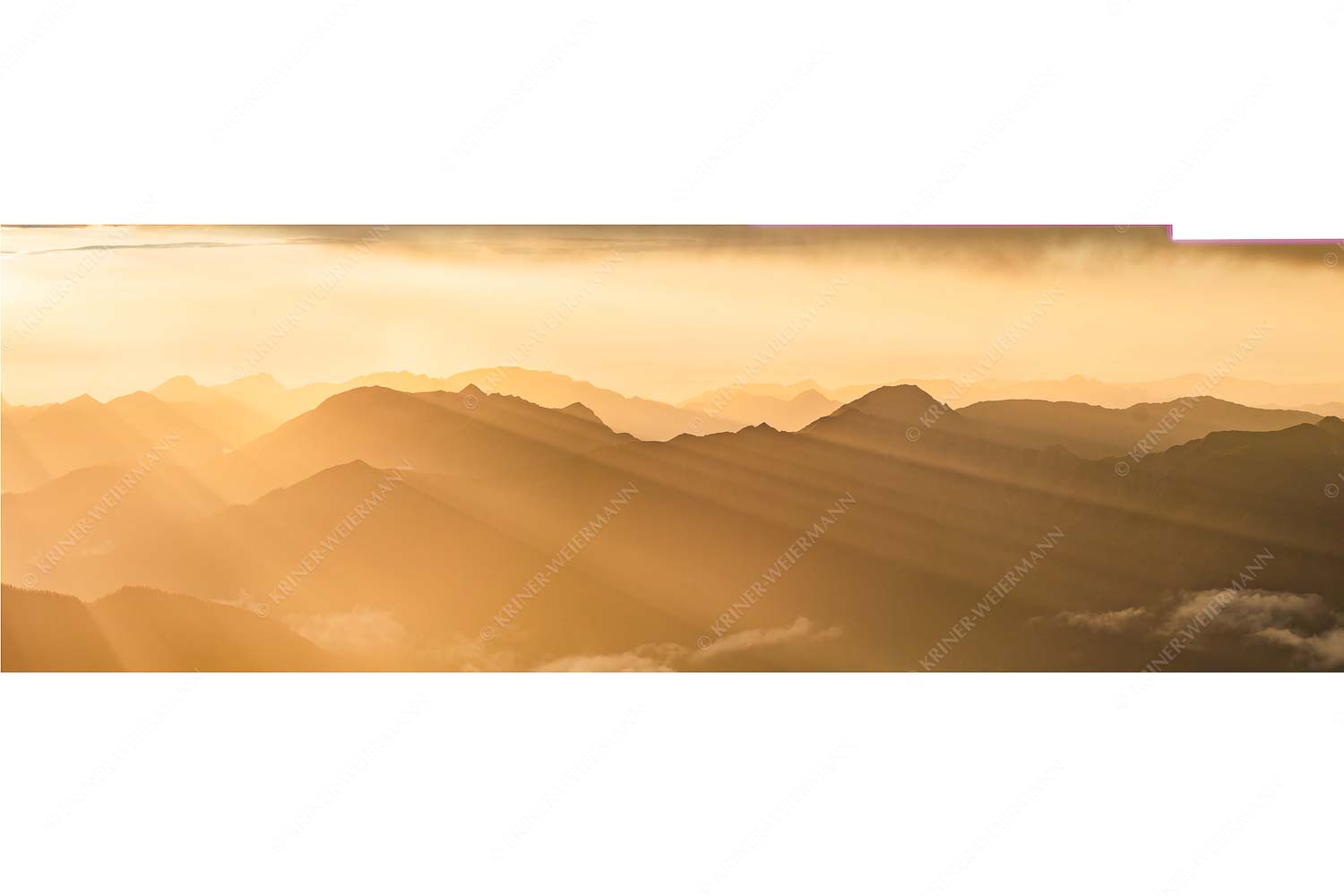 Mittsommerlicher Sonnenuntergang von der Zugspitze - Atemlos Wurm rechts_3zu1 - mehr Infos bei www.Kriner-Weiermann.de