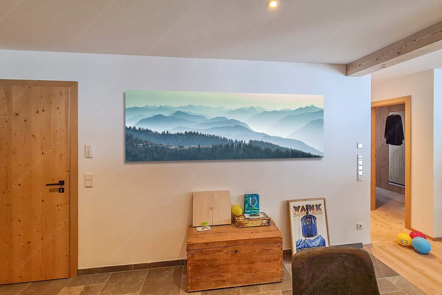 Morgenstimmung bei der Krüner Alm mit Panoramablick vom Wendelstein bis Zugspitze - Küche (2) Über d Oima-Bayerische Voralpen mit Krüner Alm 3:1 - mehr Infos bei www.Kriner-Weiermann.de