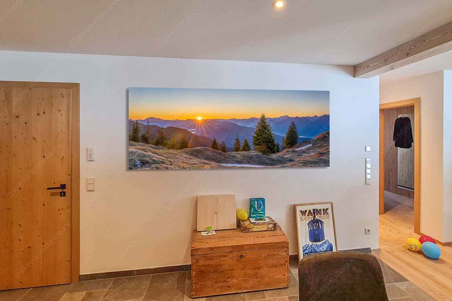 Morgenstimmung auf der Wallgauer Alm - Küche Wallgauer Alm-Sonnenaufgang im Estergebirge 2,5:1 - mehr Infos bei www.Kriner-Weiermann.de