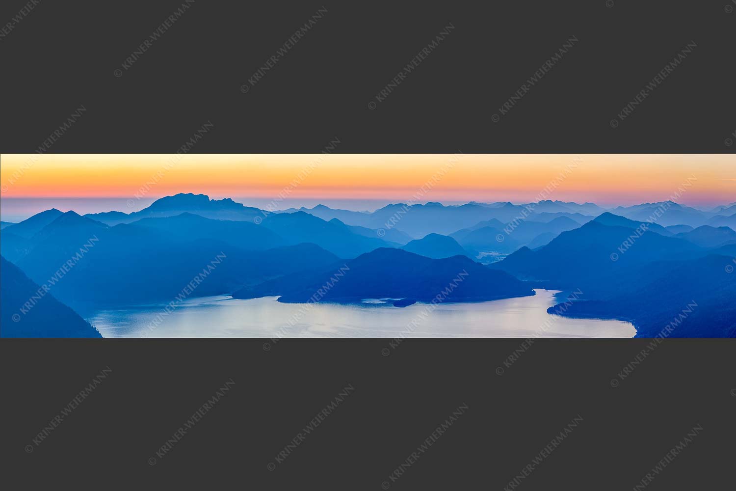 Blick über den Walchensee zur Benediktenwand und der Jachenau - Walchenseesilhouetten 4:1  -- Walchensee Jachenau Benediktenwand - mehr Infos bei www.Kriner-Weiermann.de