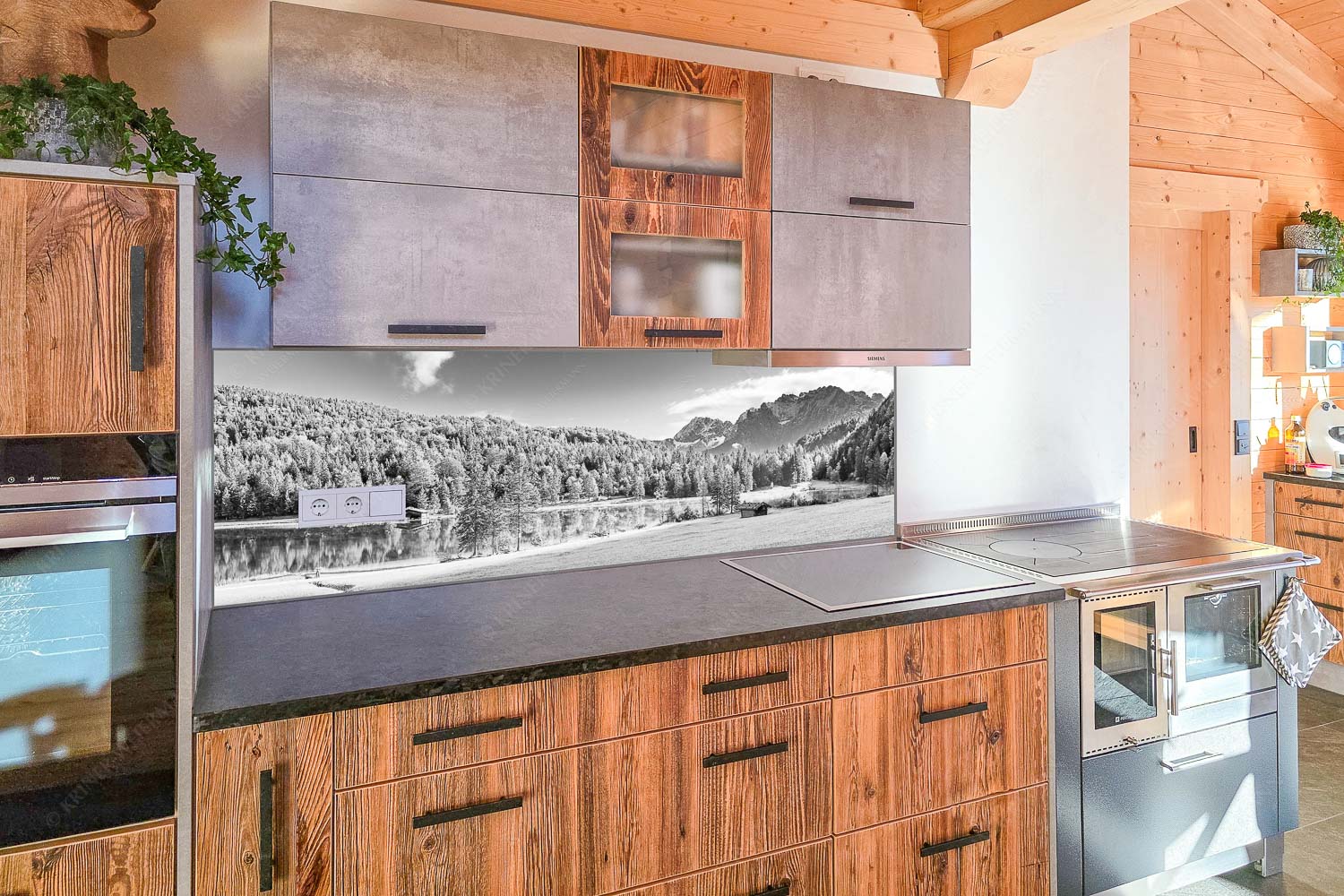 Ferchensee mit Karwendel - Küchenzeile=1 Ferchensee mit Karwendel-Wörner 3:1 sw - mehr Infos bei www.Kriner-Weiermann.de