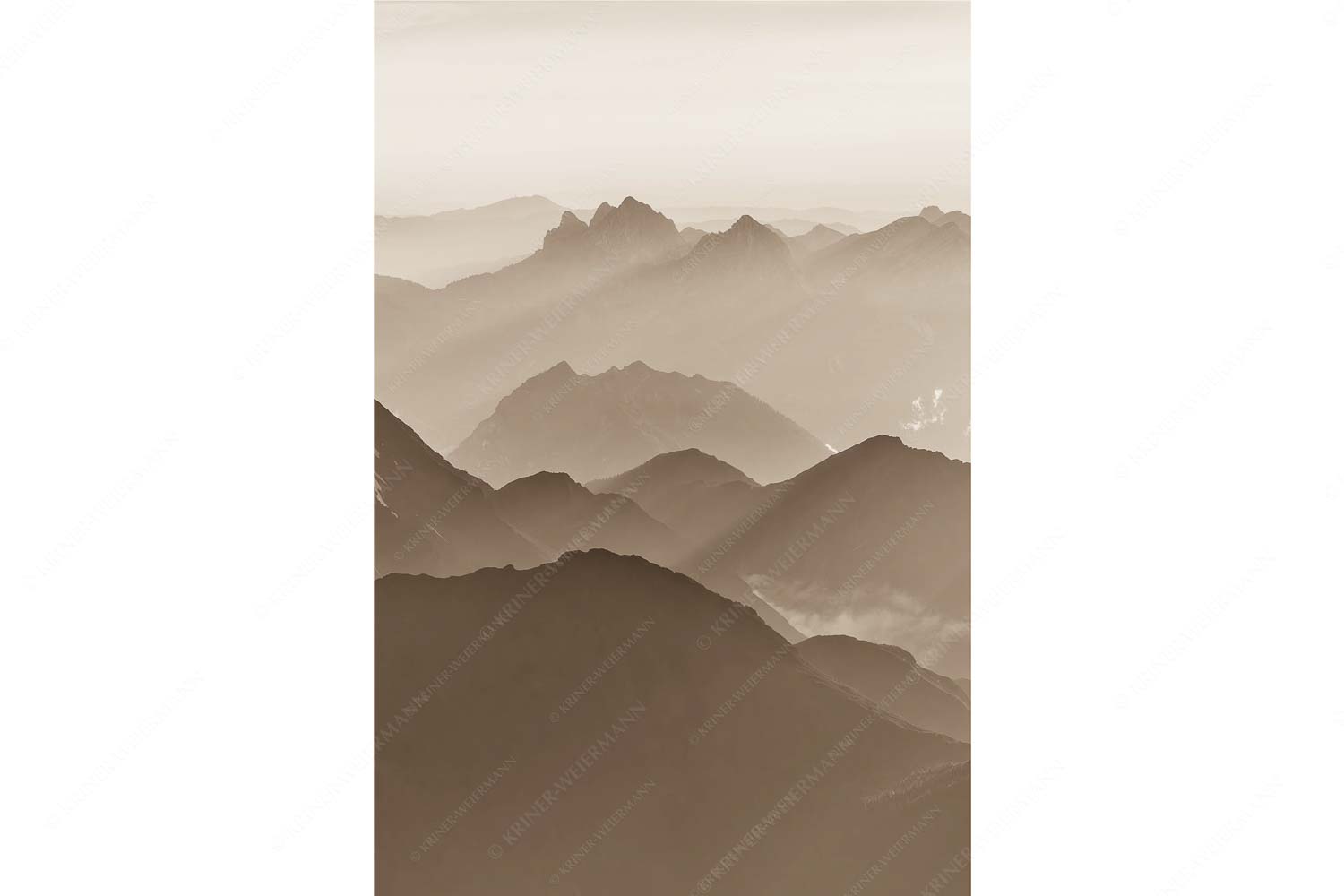 Mittsommerlicher Sonnenuntergang von der Zugspitze - Atemlos II_2zu3_sepia - mehr Infos bei www.Kriner-Weiermann.de