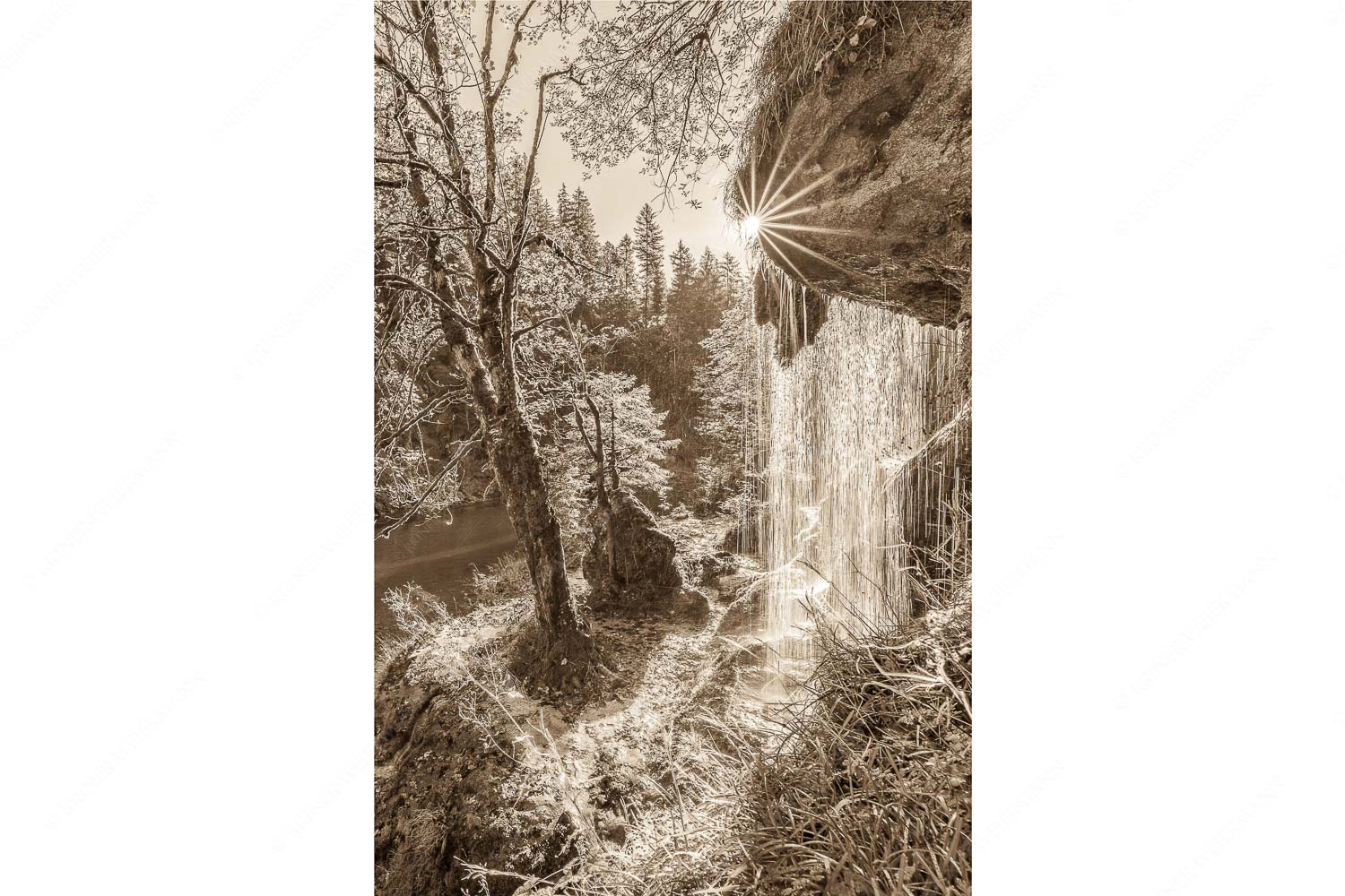 Schleierfall in der Ammerschlucht an der Ammer - Bezaubernd II_2zu3_sepia - mehr Infos bei www.Kriner-Weiermann.de