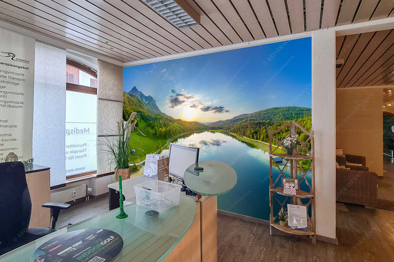 Blick über den Ferchensee zum Sonnenuntergang am Wettersteingebirge - Rezeption=1 (2) Wohltuend-Ferchensee mit Wetterstein 3:2 - mehr Infos bei www.Kriner-Weiermann.de