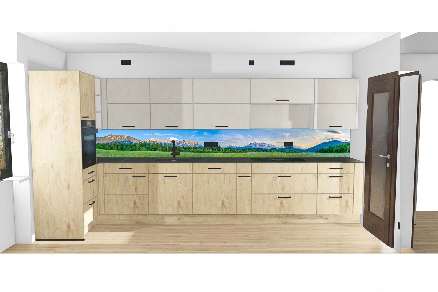 Panoramablick auf das Soiern-, Karwendel-, Wetterstein und Estergebirge - Küche Alle im Blick-Soiern Karwendel Wetterstein und Estergebirge 9:1 - mehr Infos bei www.Kriner-Weiermann.de