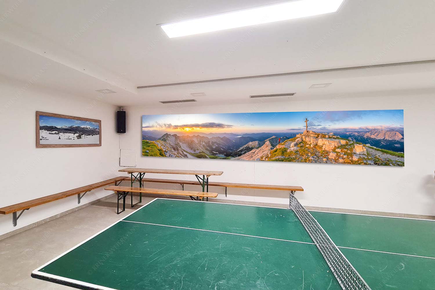 Blick von der Soiernspitze in den Sonnenuntergang - Sitzecke rechts Ausklang-Bergsteiger auf der Soiernspitze 5:1 - mehr Infos bei www.Kriner-Weiermann.de