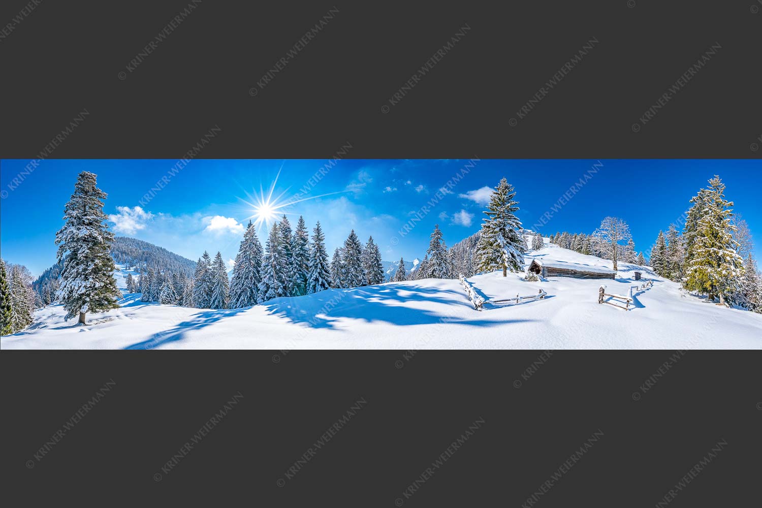 Verschneite Grasbergalm im Soierngebirge mit Krapfenkarspitze - Winterruhe 4:1  -- Alm Soierngebirge Schneelandschaft - mehr Infos bei www.Kriner-Weiermann.de
