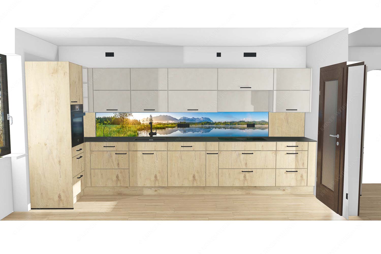 Sonnenaufgang am Barmsee mit Soiern- und Karwendelgebirge - Küche mit Holz Seelenruhig-Spiegelung am Barmsee mit Karwendel 7:1 - mehr Infos bei www.Kriner-Weiermann.de