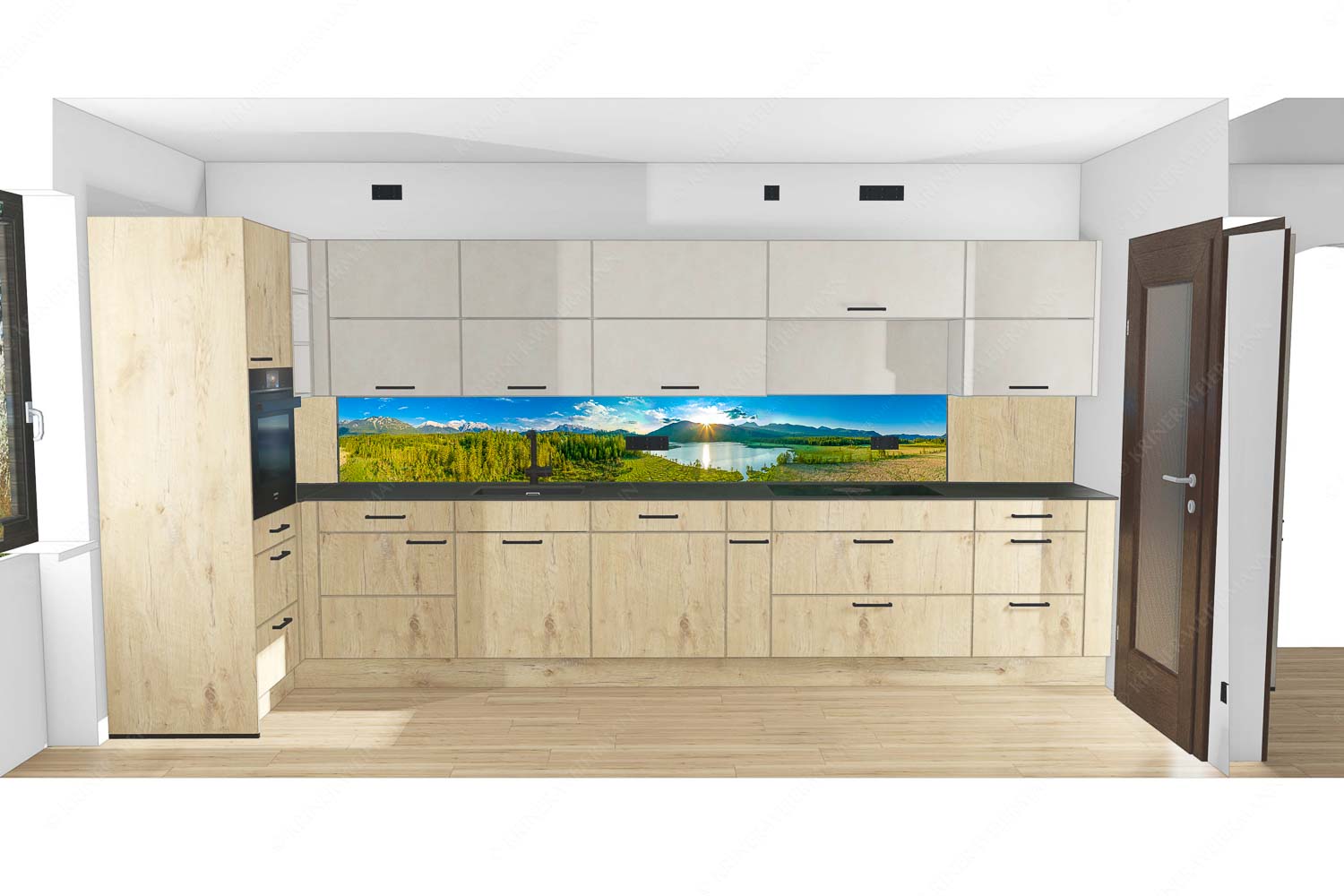 Blick über den Barmsee zum Sonnenuntergang am Estergebirge - Küche mit Holz Wunderbare Landschaften-Barmsee 7:1 - mehr Infos bei www.Kriner-Weiermann.de