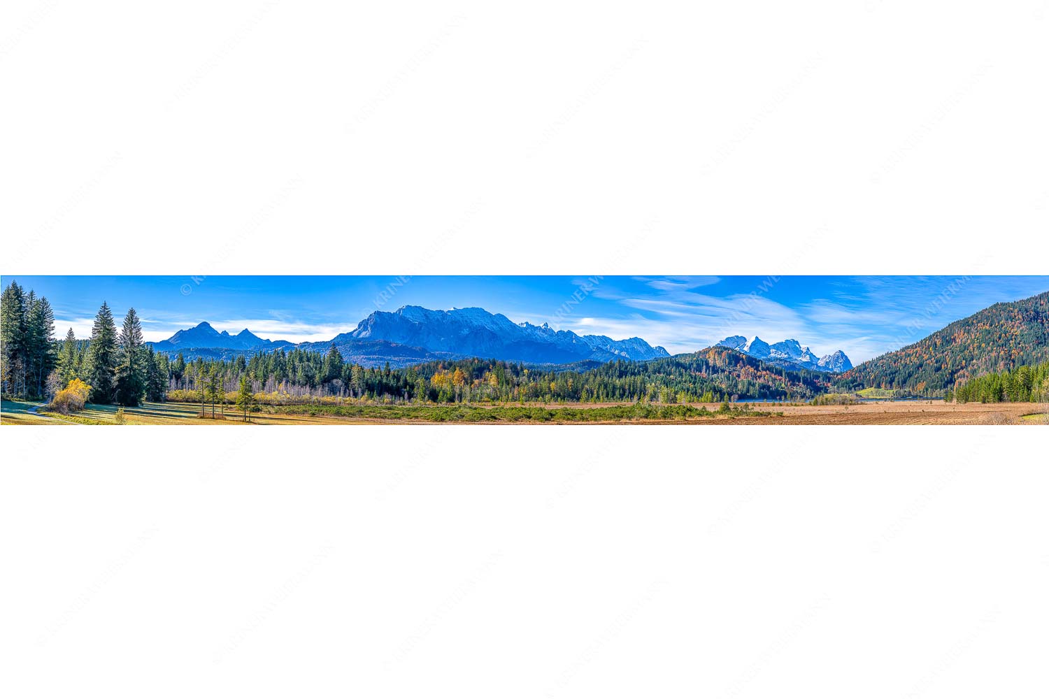 Blick über den Barmsee zu den Arnspitzen und das Wettersteingebirge - Herbststimmung am Barmsee_7zu1 - mehr Infos bei www.Kriner-Weiermann.de