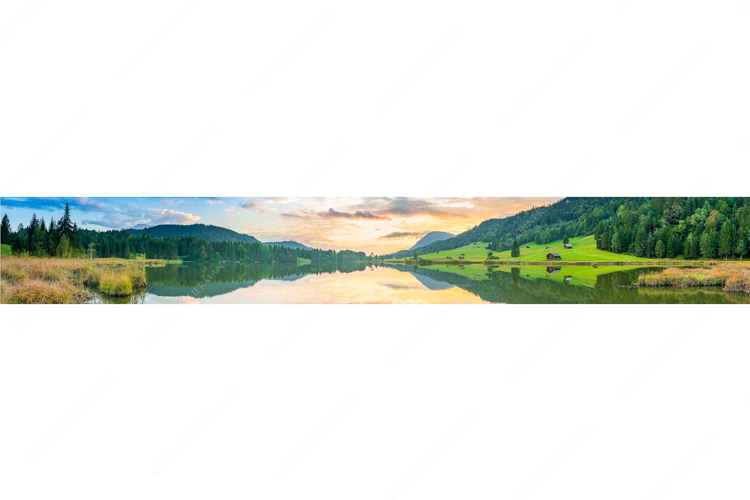 Blick über den Geroldsee in den Sonnenuntergang am Estergebirge - Ruhige Wasser_7zu1 - mehr Infos bei www.Kriner-Weiermann.de