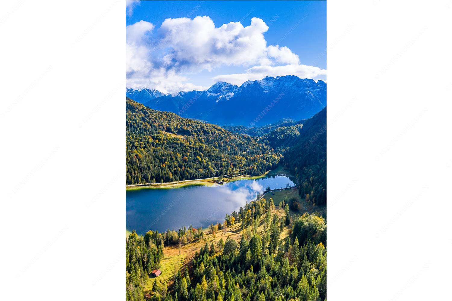 Blick über Ferchensee zum Karwendelgebirge - Ferchensee Karwendel_2zu3 - mehr Infos bei www.Kriner-Weiermann.de